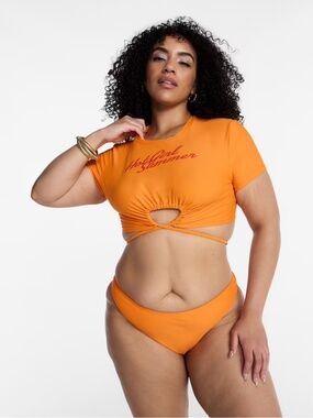 PLUS SIZE: MEGAN THEE STALLION FIERY ORANGE HOT GIRL SUMMER TWO PIECE SWIMSUIT